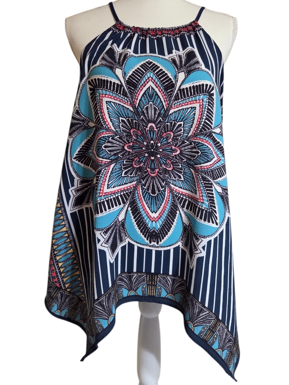 Multi Colored Floral Print Halter Tank Top